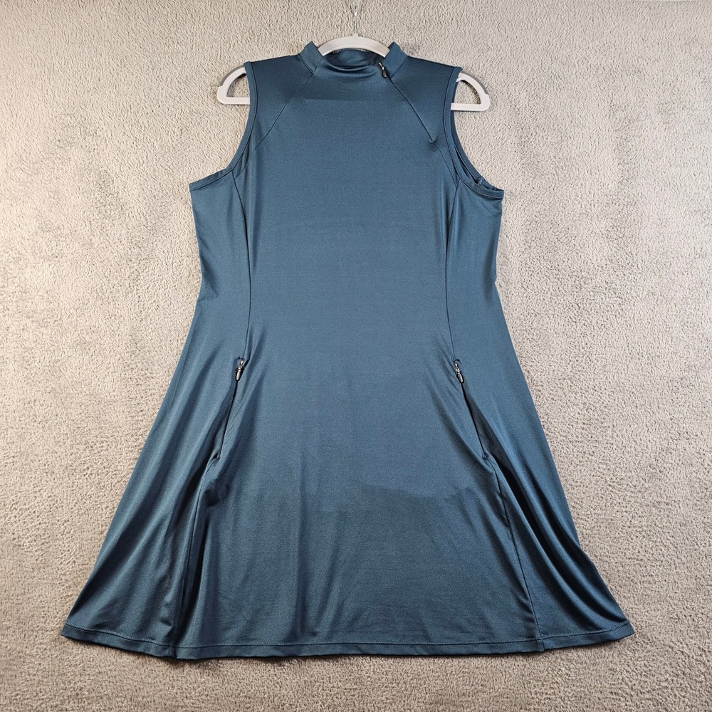 Tee Time Womens Mock Neck Sleeveless Golf Tennis Dress Teal‎ Blue Large